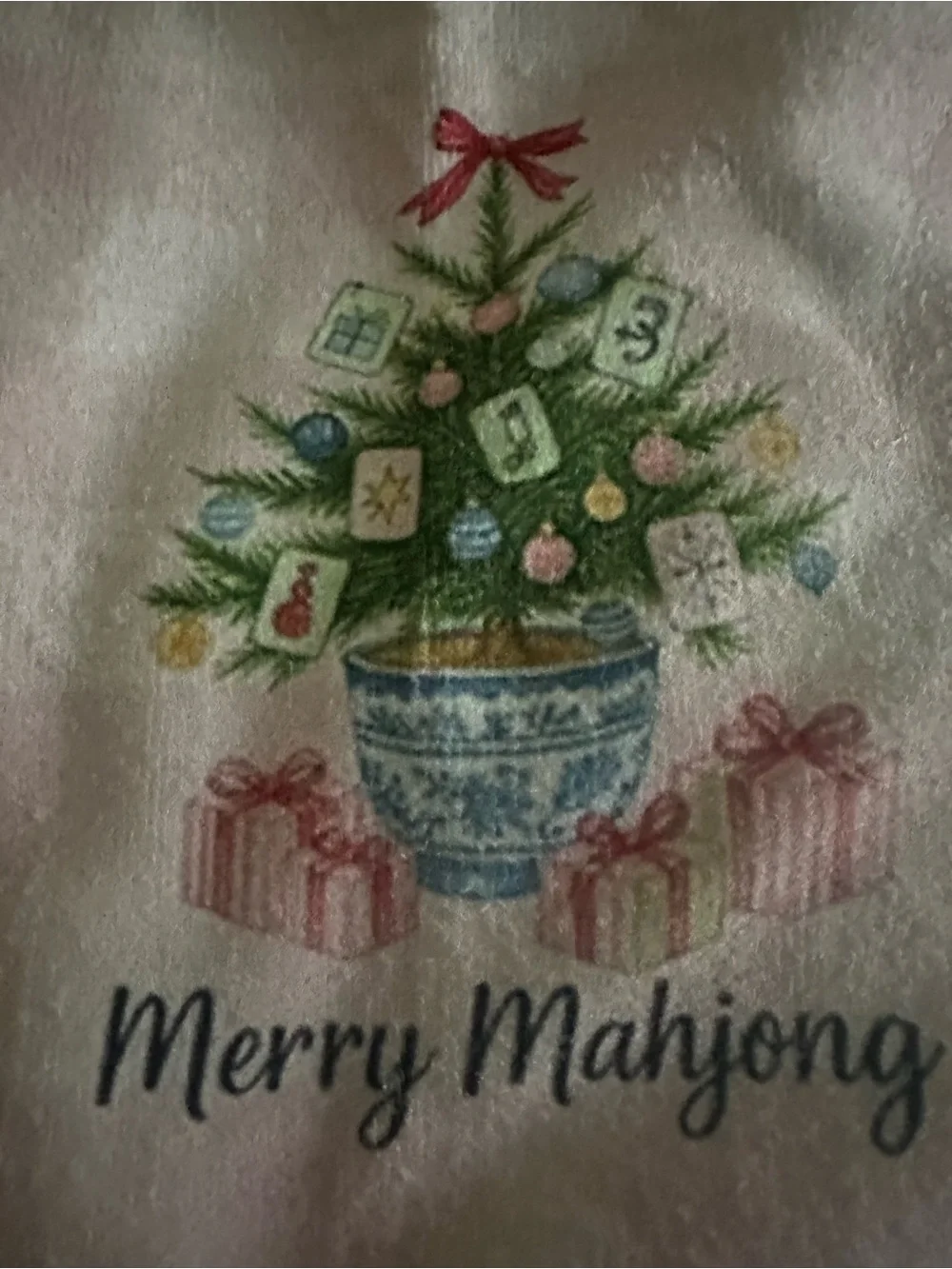 Merry Mahjong Holiday kitchen towel — new